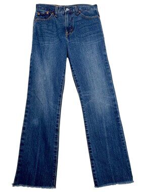LEVI'S JEANS HIGH RISE STRAIGHT 90's RAW EDGE CLEAN GIRL MEDIUM/DARK WASH 26